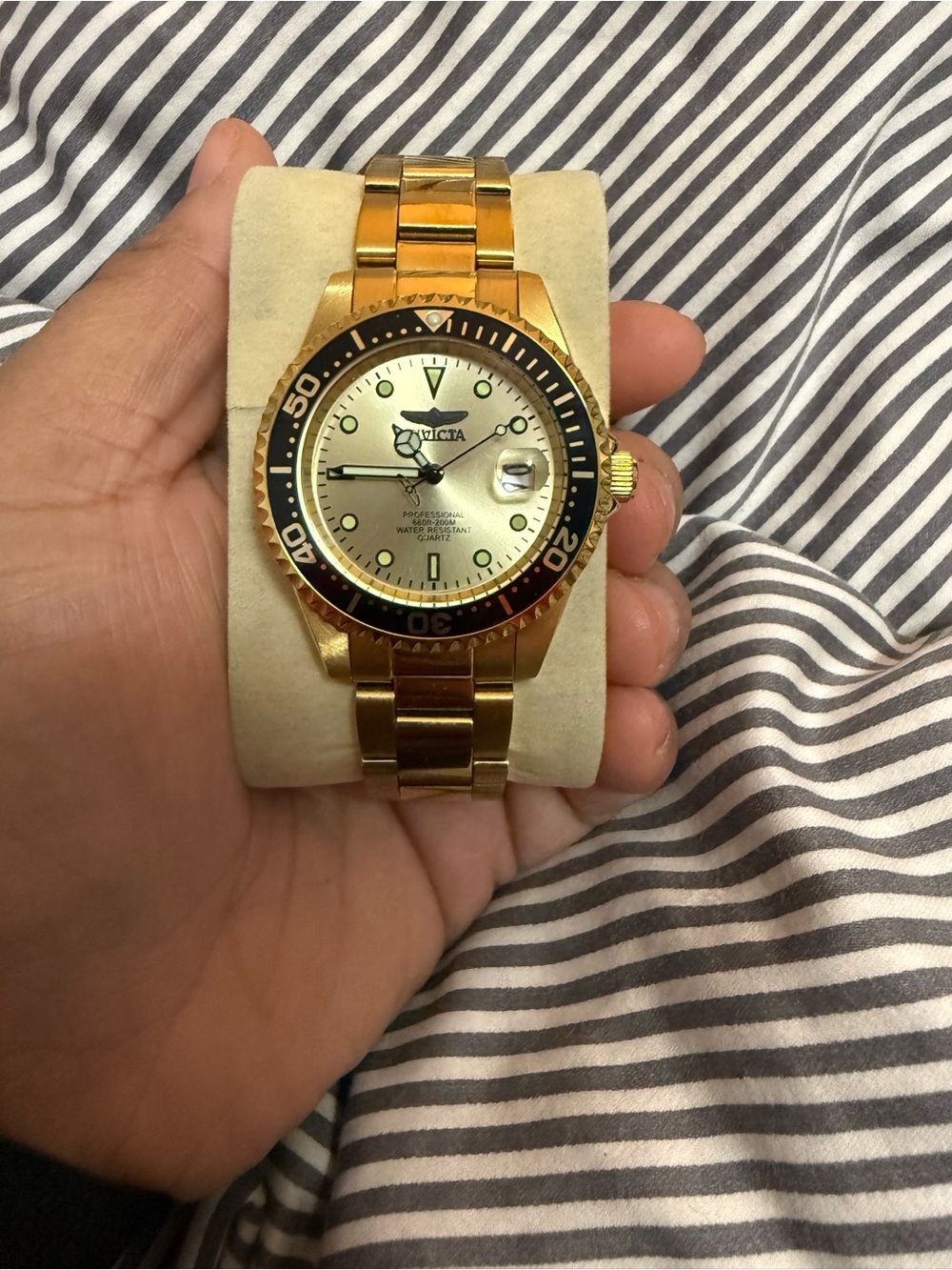 Invicta Gold and Black Men's Dive-Inspired Bracelet Watch